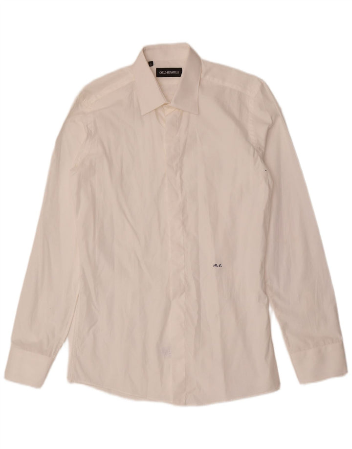 Carlo Pignatelli Camisa formal para hombre Talla 38 15 Algodón blanco mediano