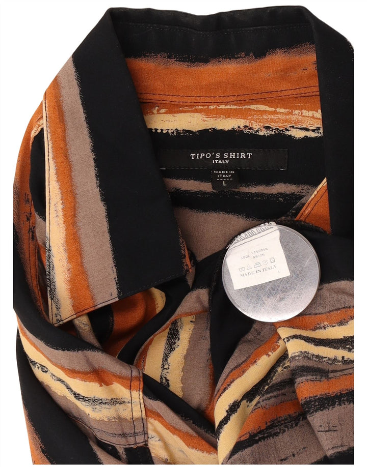 Camisa Tipo' S Hombre Manga Corta Grande Viscosa Rayas Multicolor