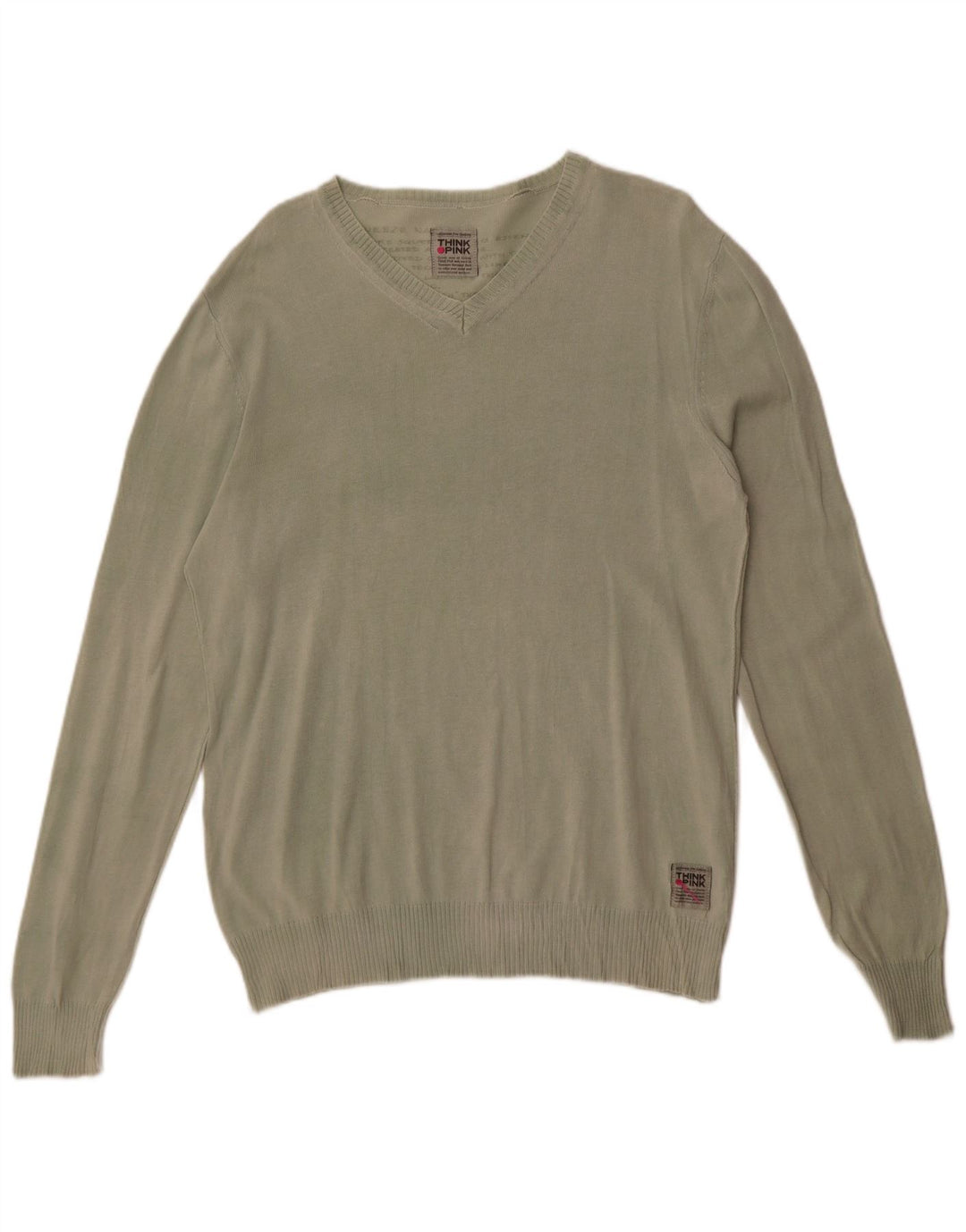 Think Pink Jersey con cuello en V para hombre, talla grande, algodón verde