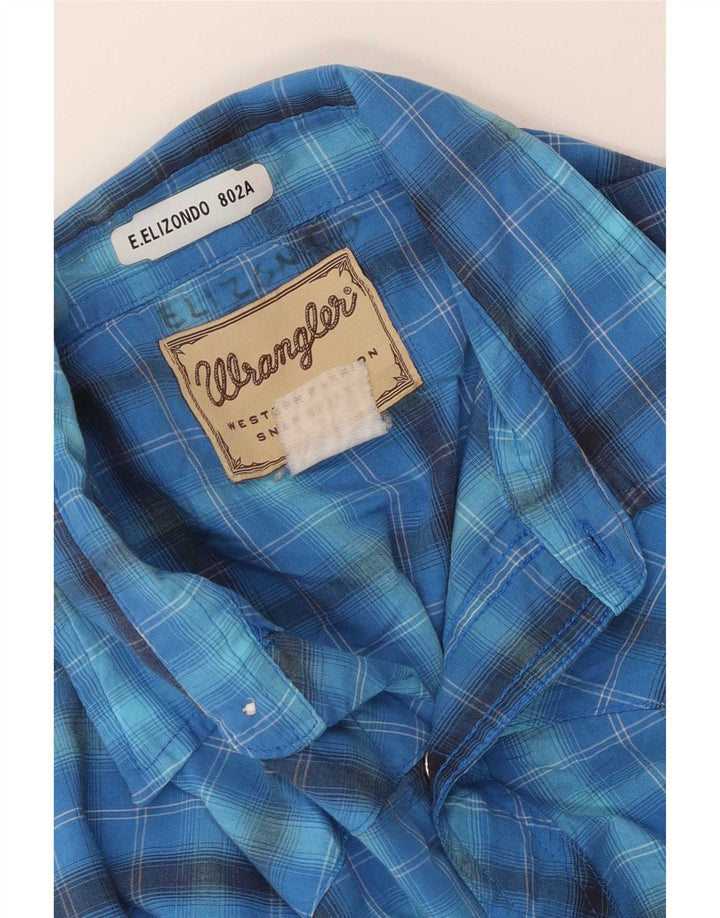 Wrangler Camisa de manga corta para hombre con cuadros azules grandes
