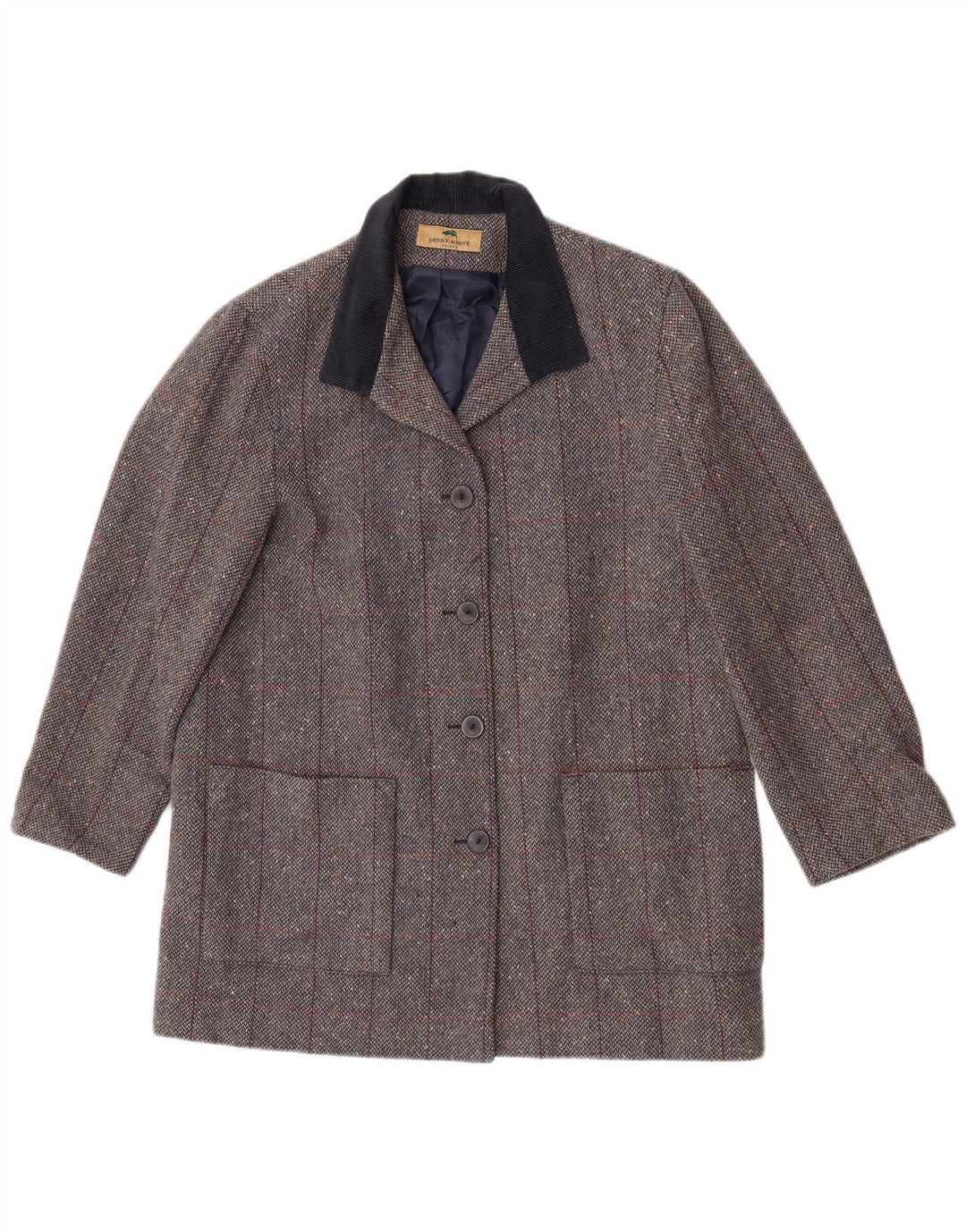 Abrigo Henry White para mujer Reino Unido 46 Lana de cordero a cuadros gris grande