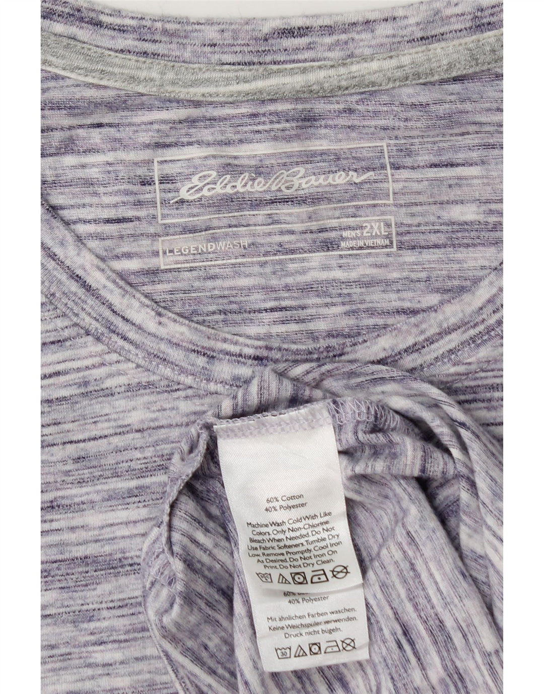 EDDIE BAUER Camiseta para hombre Top 2XL Algodón moteado morado