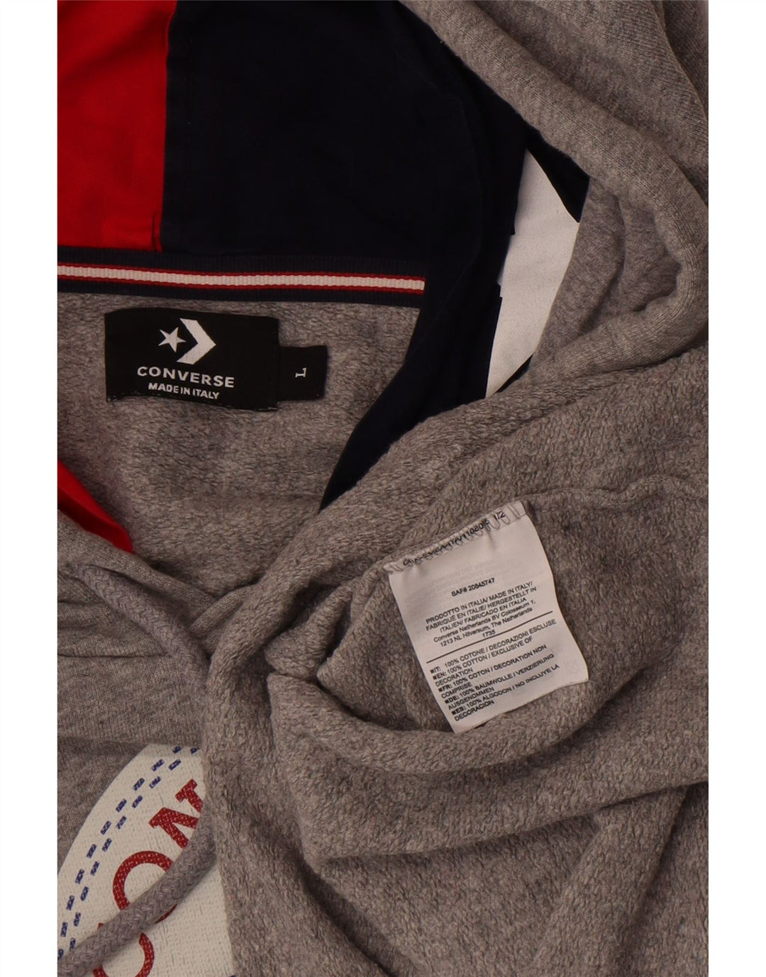Converse Hombre Graphic Sudadera con capucha Jumper Grande Gris Algodón