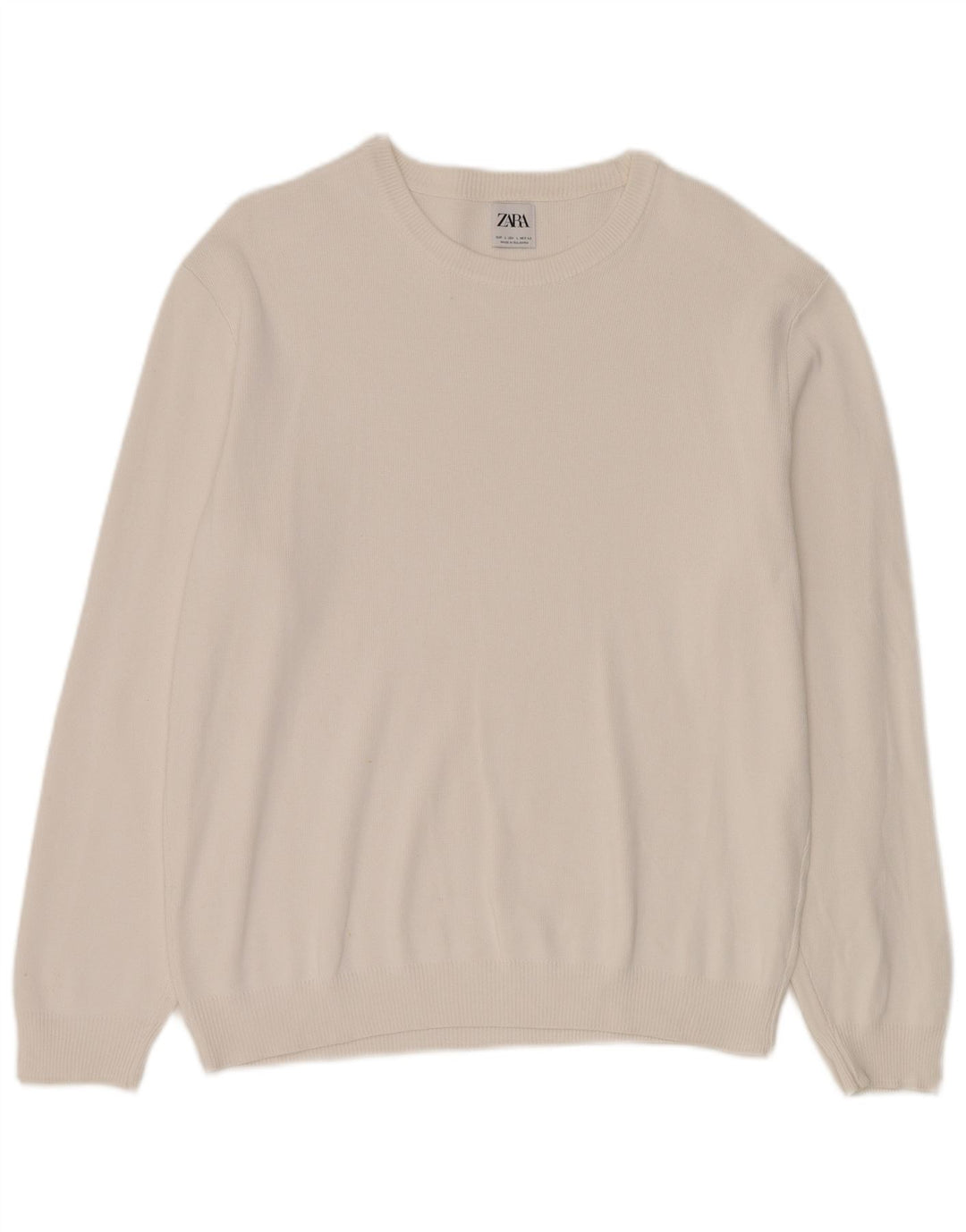 Zara Hombre Jersey De Cuello Redondo Jersey Grande Blanco
