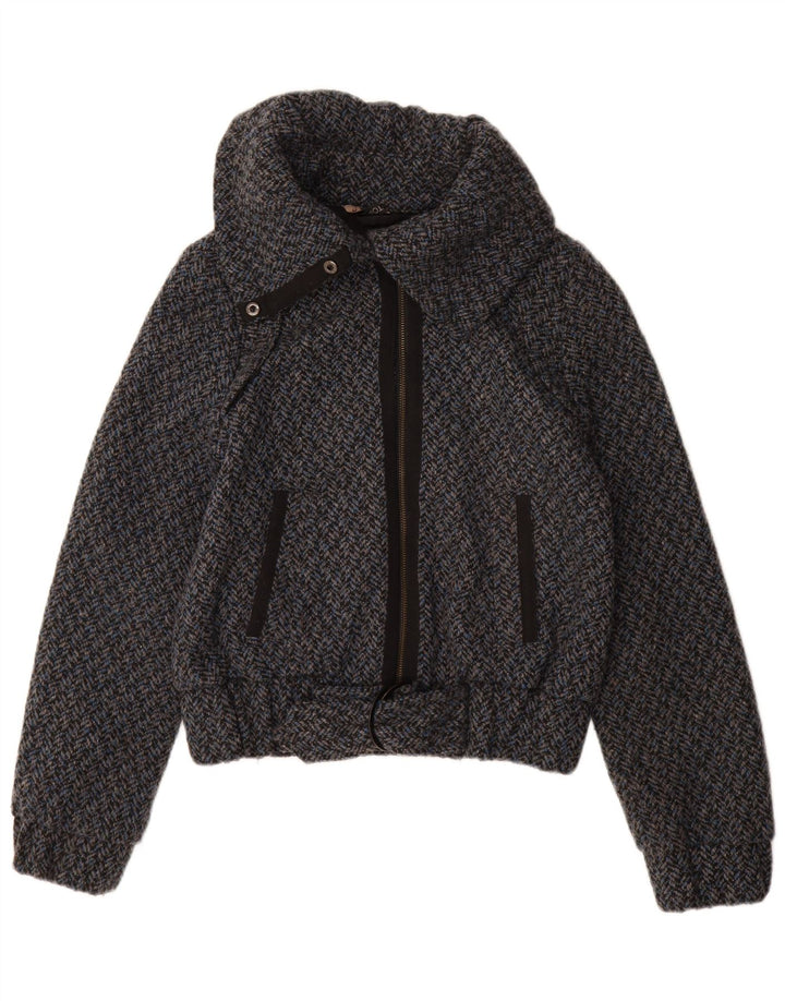 Topshop Chaqueta Bomber para Mujer UK 10 Small Azul Espiga Poliéster