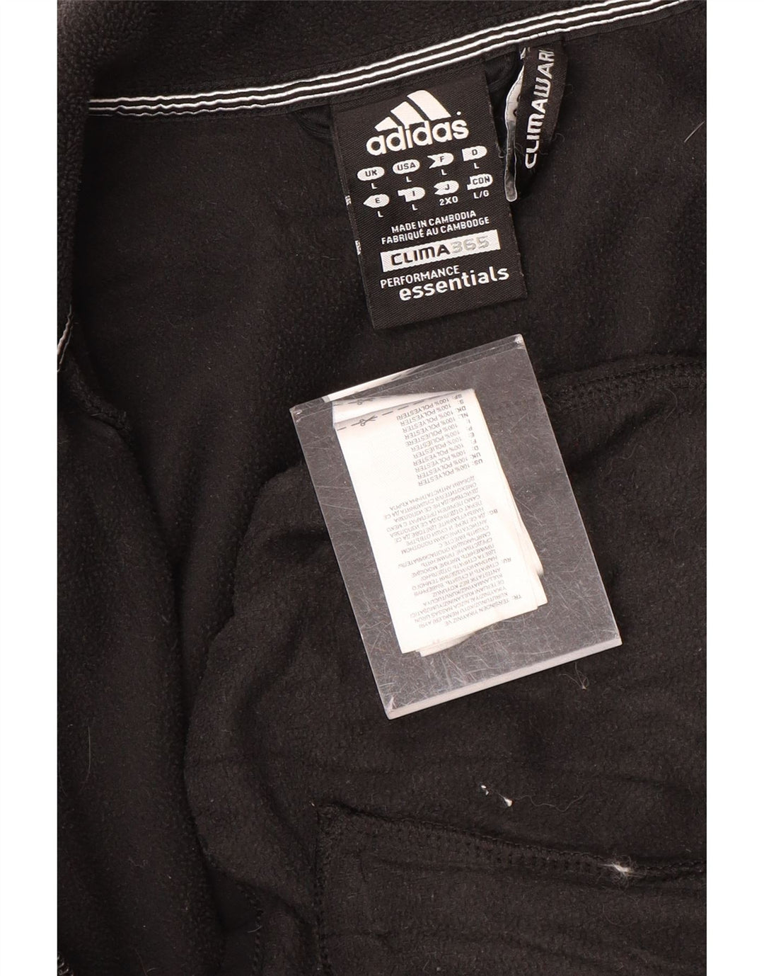 Adidas Mens Clima 365 Fleece Jacket UK 40 Grande Poliéster Negro