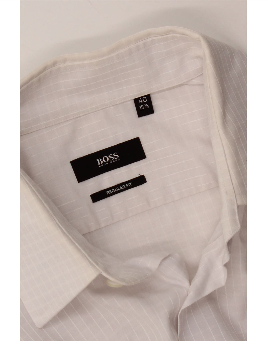 HUGO BOSS Camisa de corte regular para hombre Talla 40 15 3/4 Mediana Vichy blanca