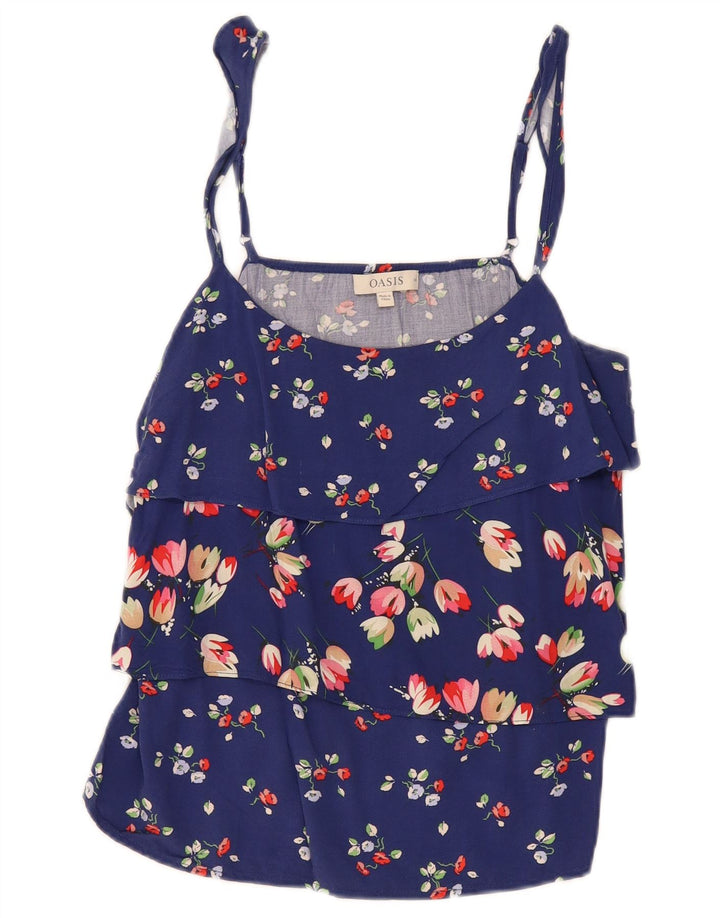 Oasis Top Cami Mujer UK 44 Viscosa Floral Azul Medio
