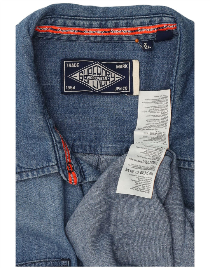 SUPERDRY Camisa vaquera para hombre 2XL Algodón azul