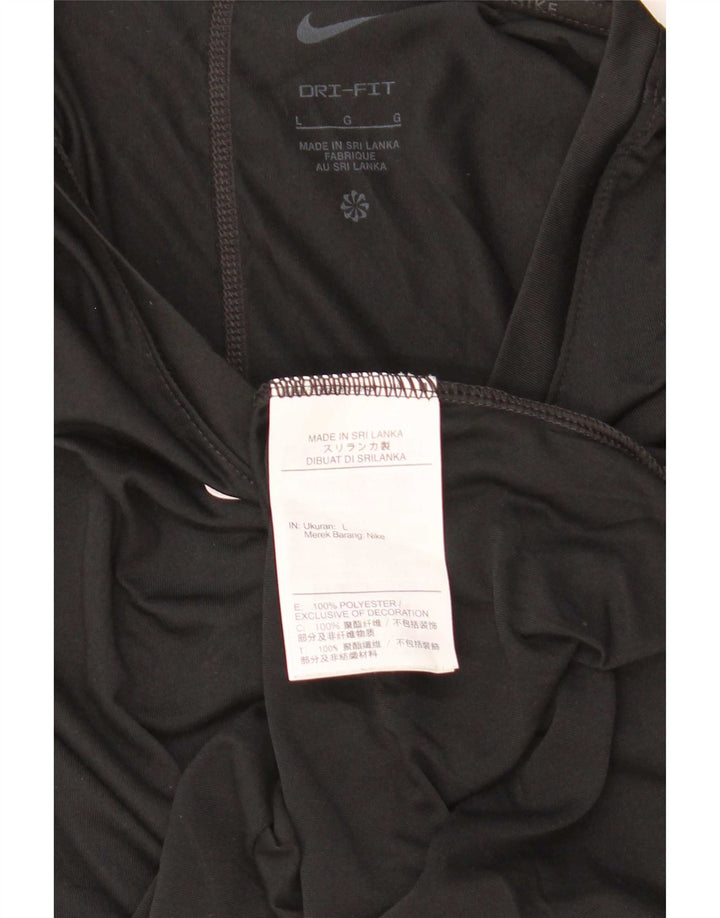 Nike Mujer Dri Fit Top Manga Larga UK 46 Grande Poliéster Negro