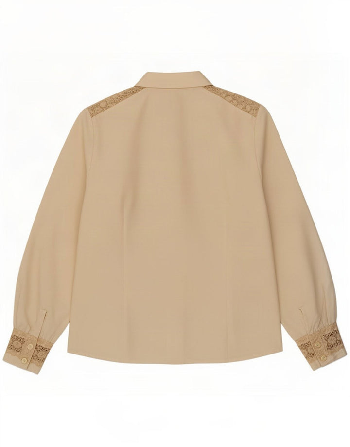 Vintage mujer camisa blusa US 3 pequeño poliéster blanco apagado