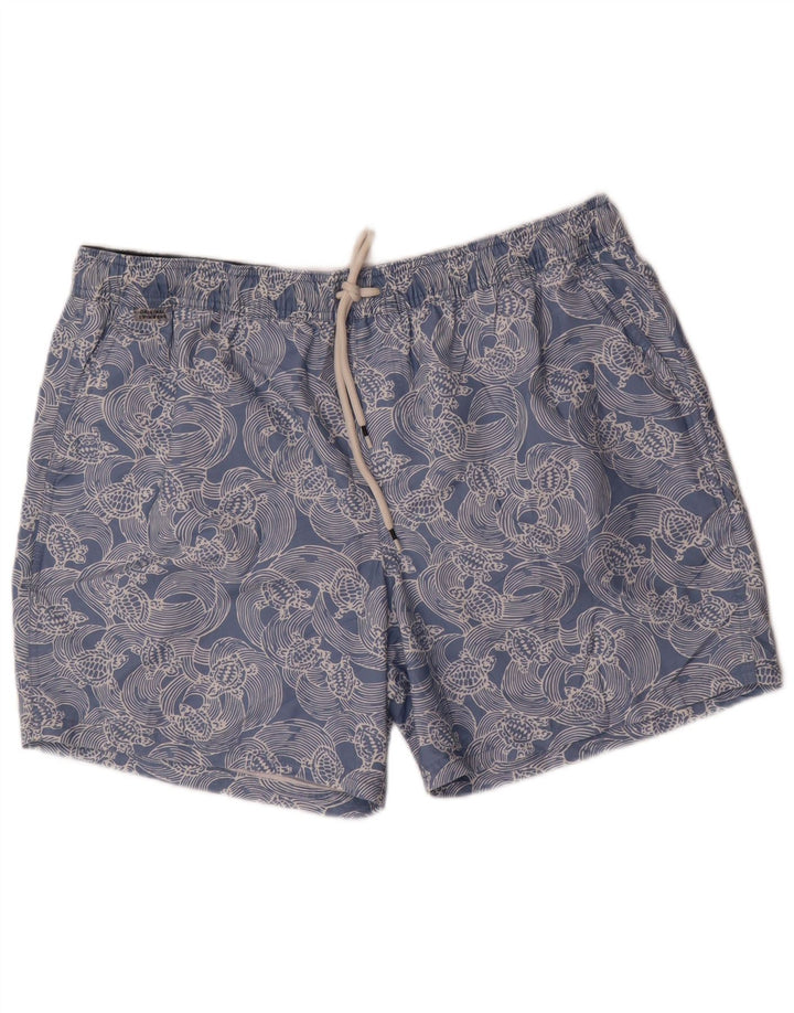 Marks & Spencer Bañador con estampado abstracto para hombre XL Poliéster azul