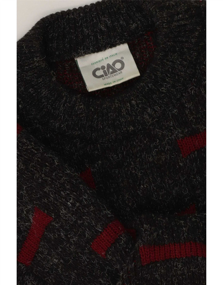 Ciao Hombre Jersey De Cuello Redondo Jersey Gris Medio Geométrico