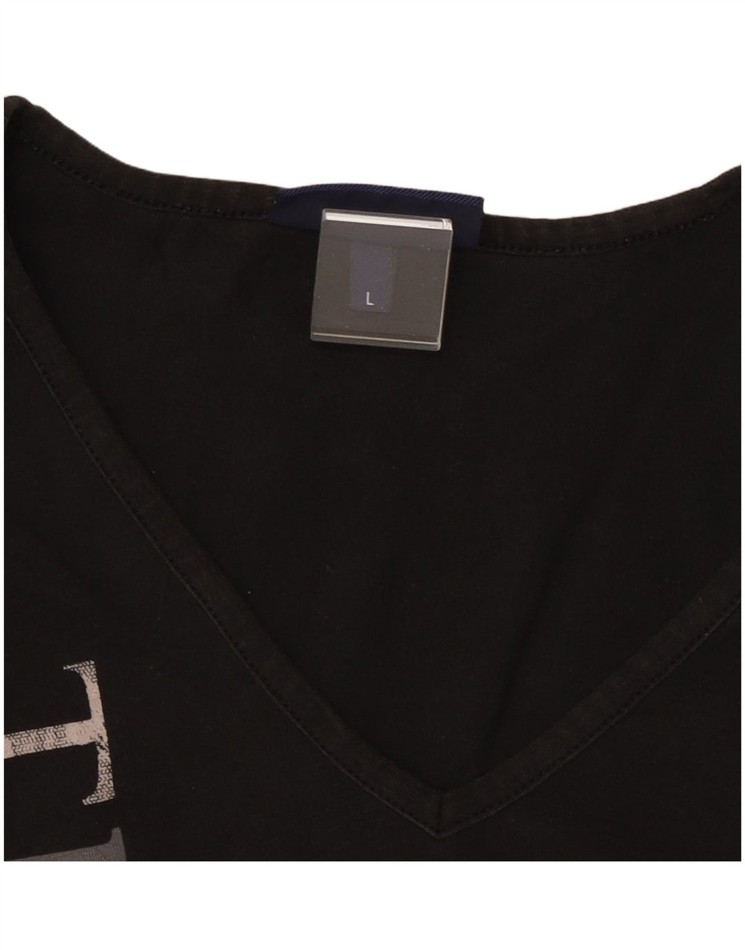 TRUSSARDI JEANS Top corto con gráfico para mujer, manga larga, UK 44, grande, negro