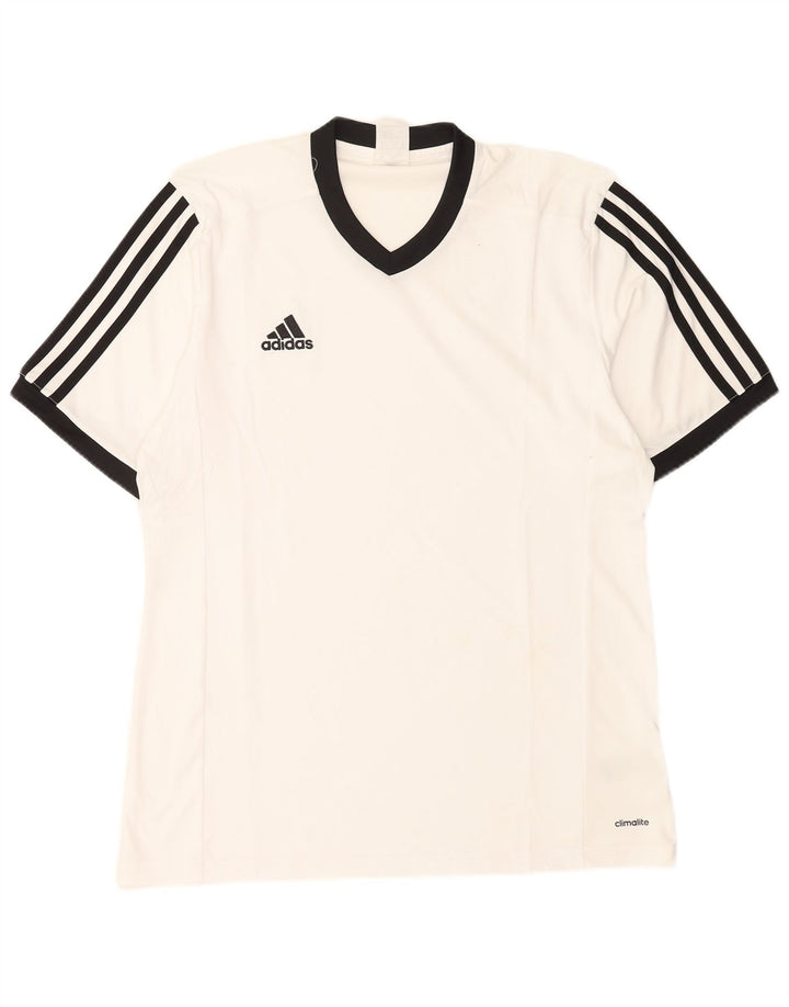 Adidas Mens Climalite Camiseta Top Grande Poliéster Blanco
