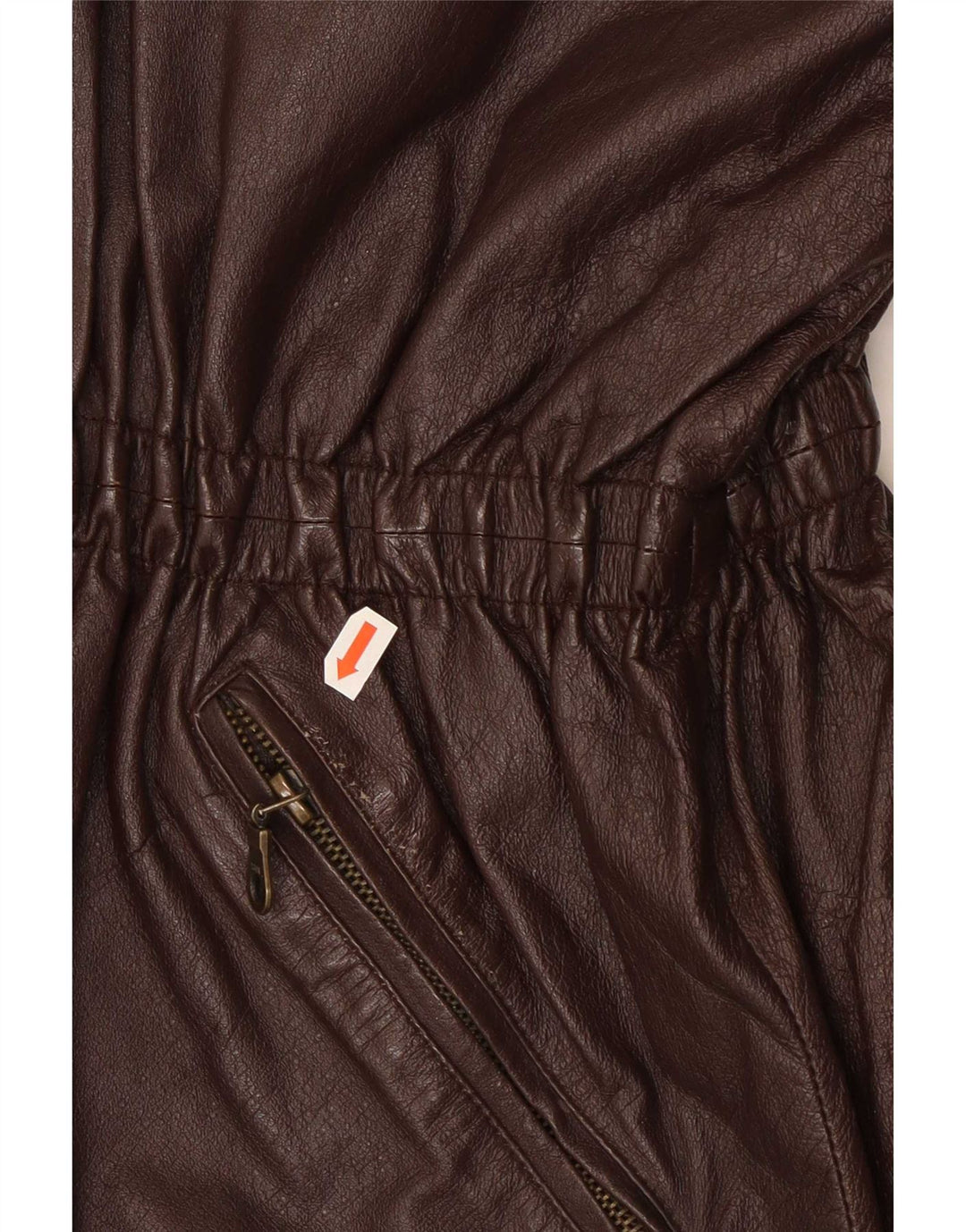 Vintage mujer chaqueta de cuero Reino Unido 20 2XL marrón