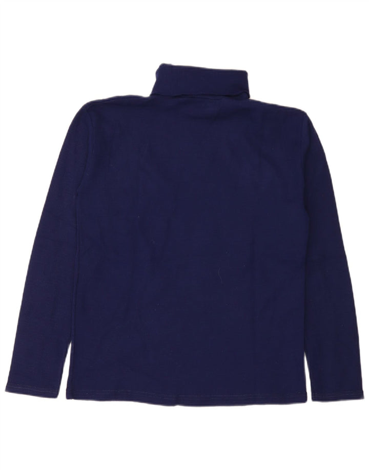 Vintage mujer roll cuello top manga larga IT 46 grande azul marino acrílico