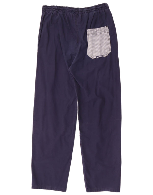 Macho Mens Tapered Casual Pantalones W32 L30 Azul Marino Color Block Algodón