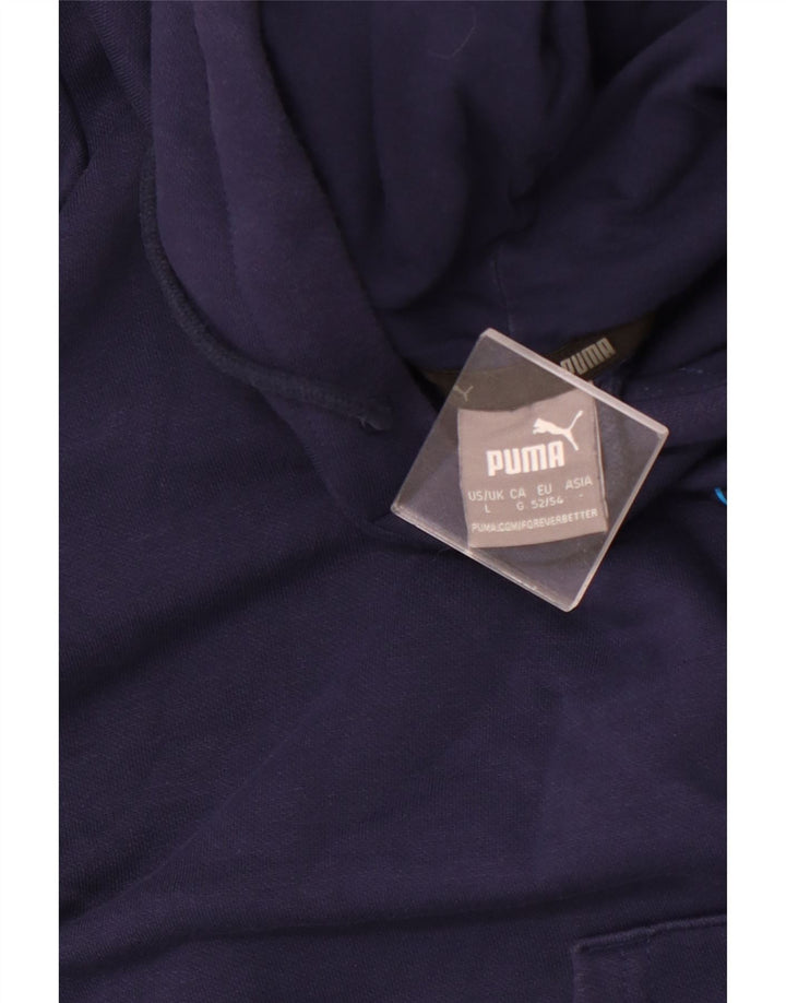 PUMA Jersey con capucha gráfica para hombre grande azul marino
