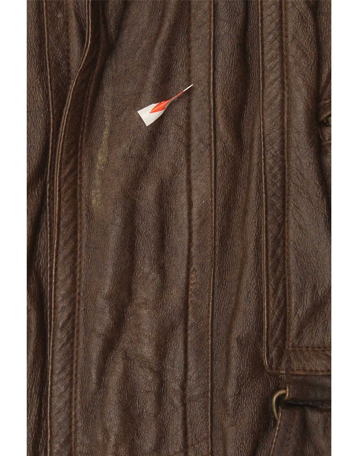 Chaqueta de cuero vintage para hombre UK 36 Small Brown