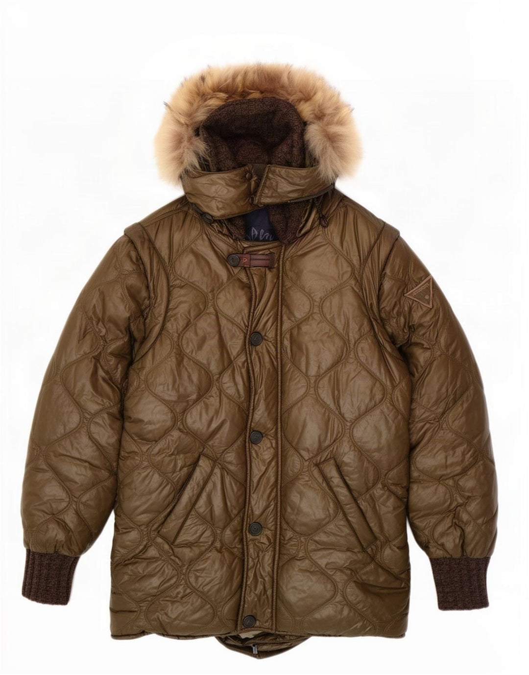 Iceberg Abrigo acolchado con capucha para mujer US 8 Medium Khaki Poliamida