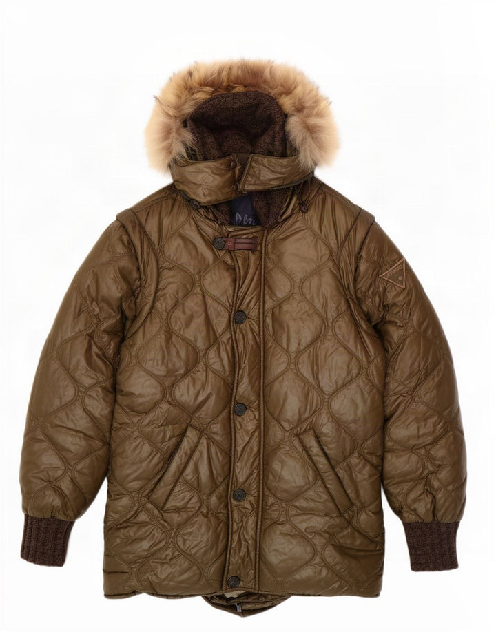 Iceberg Abrigo acolchado con capucha para mujer US 8 Medium Khaki Poliamida