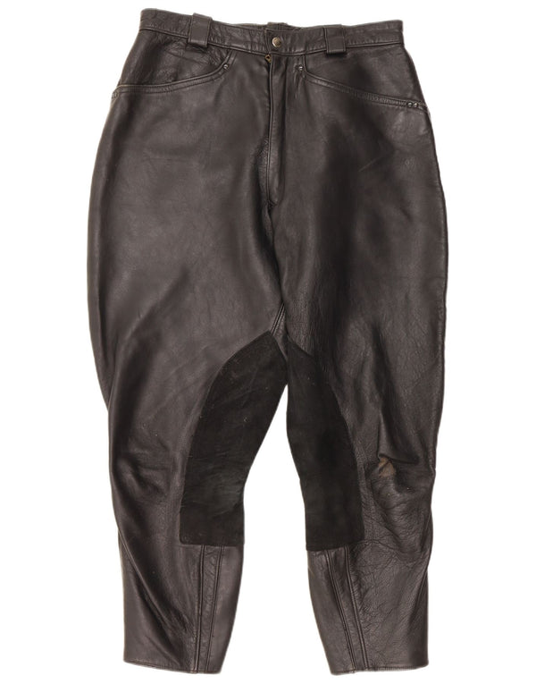 Vintage hombres Moto Racer pantalones de cuero W30 L26 cuero negro