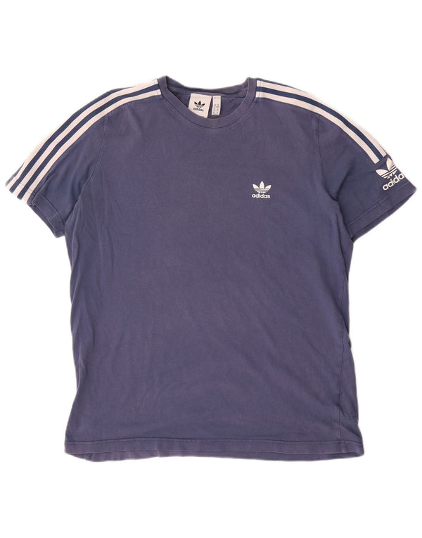 Adidas Hombre Camiseta Gráfica Top Algodón Azul Medio