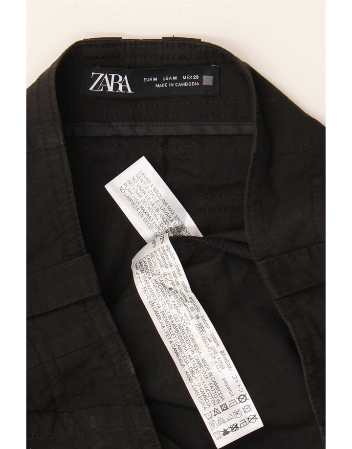 Zara Mujer Pantalón Cargo Recto Mediano W28 L25 Algodón Negro