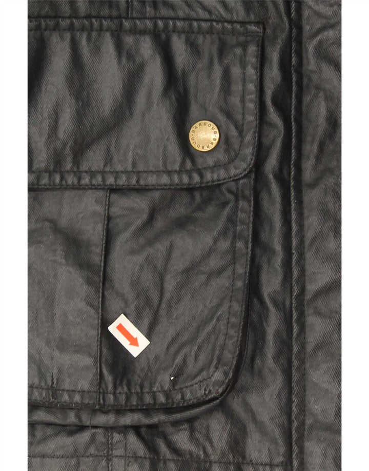 Barbour Chaqueta militar de piel sintética para mujer UK 44 Grande Poliéster negro