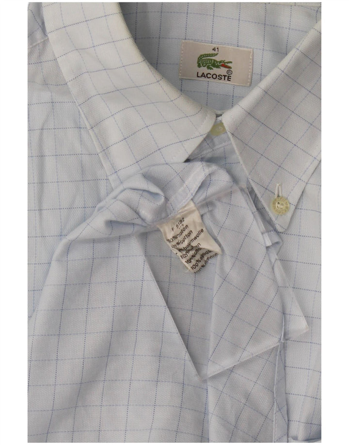 Camisa LACOSTE para hombre talla 41 Algodón a cuadros azul grande