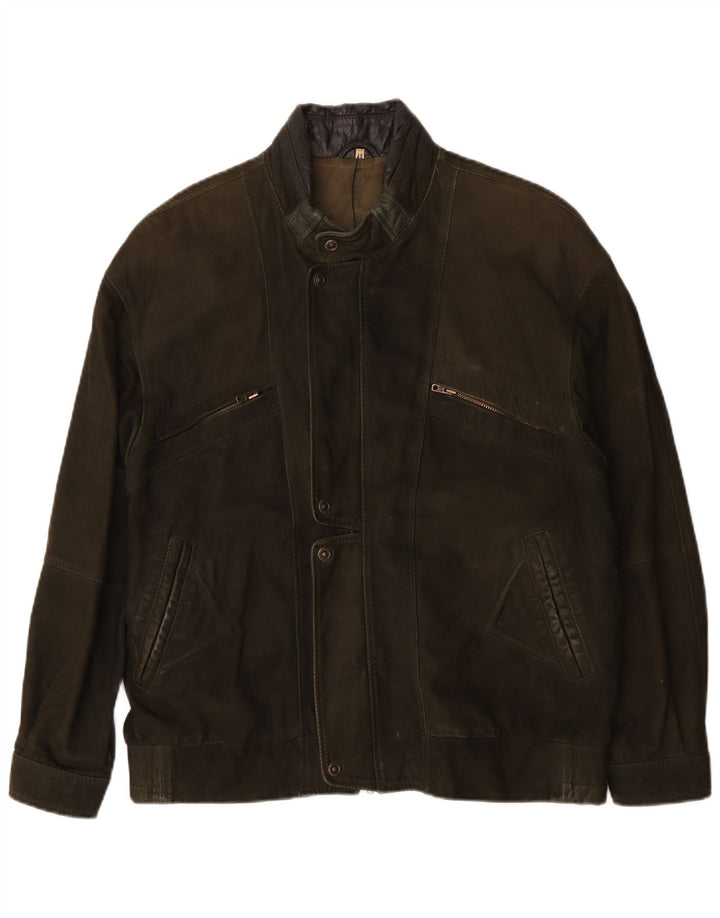 Chaqueta de cuero vintage para hombre IT 48 Caqui medio