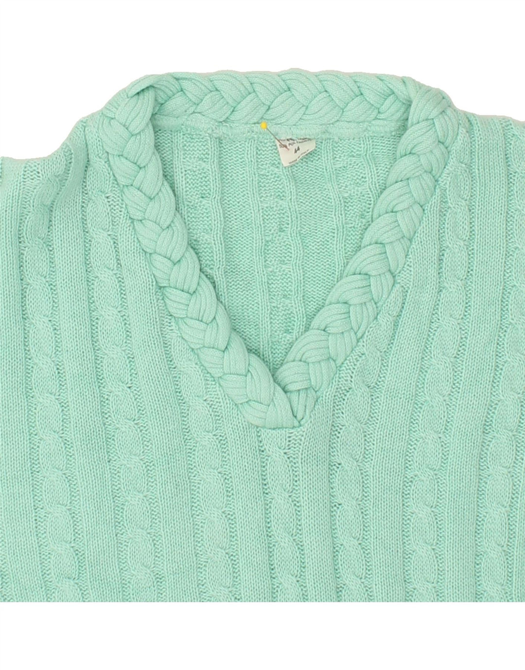 VINTAGE Womens Longline V-Neck Jumper Sweater IT 44 Medium Turquoise Vintage Vintage and Second-Hand Vintage from Messina Hembry 