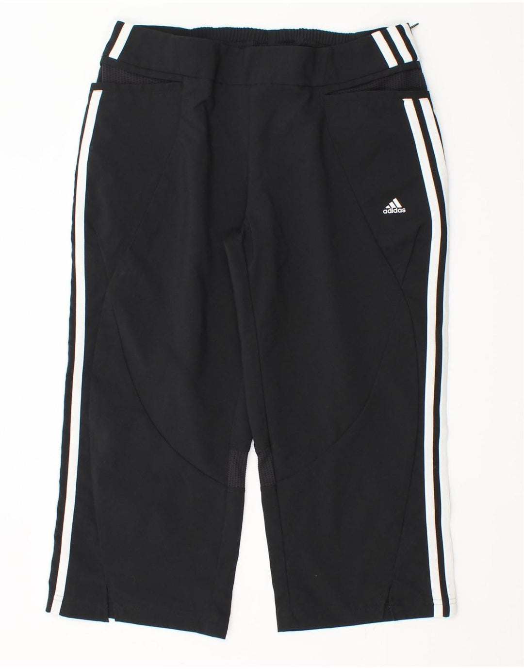 Adidas Mujer Capri Chándal Pantalones UK 12 Mediano Negro Poliéster