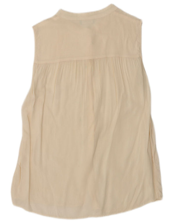 Benetton Blusa Camisera Sin Mangas Mujer UK 42 Medium Off White