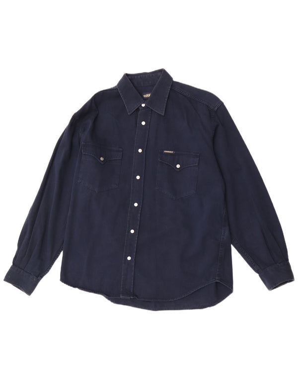 Camisa Carrera Hombre Grande Azul Marino Algodón