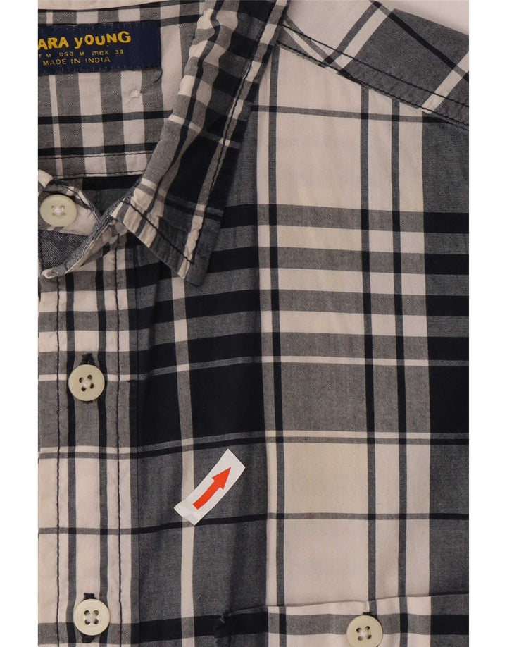 Camisa Zara Hombre Azul Medio Cuadros