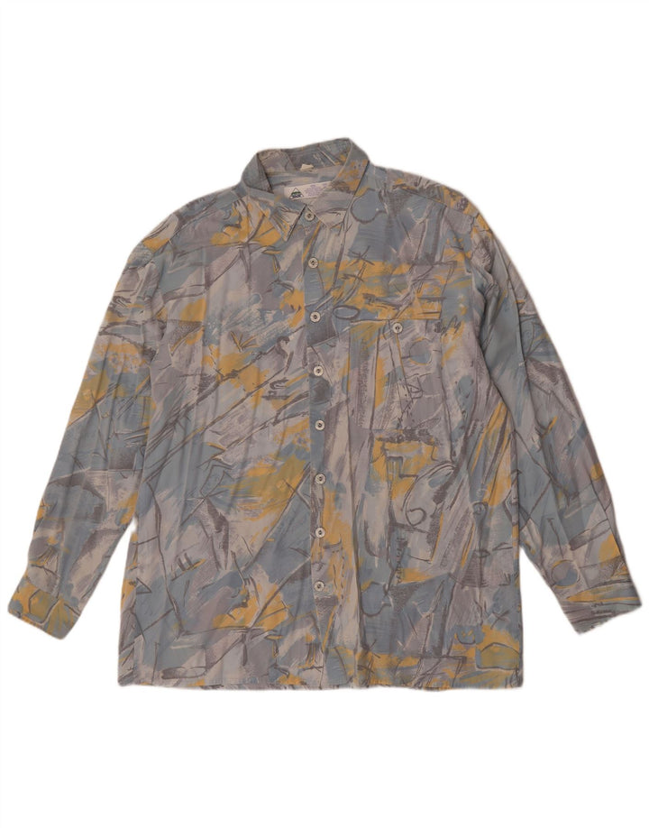 C&A Mens New Fast Shirt Talla 16 Viscosa geométrica azul grande