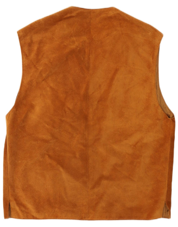 Vintage hombres ante Gilet Reino Unido 40 cuero marrón grande