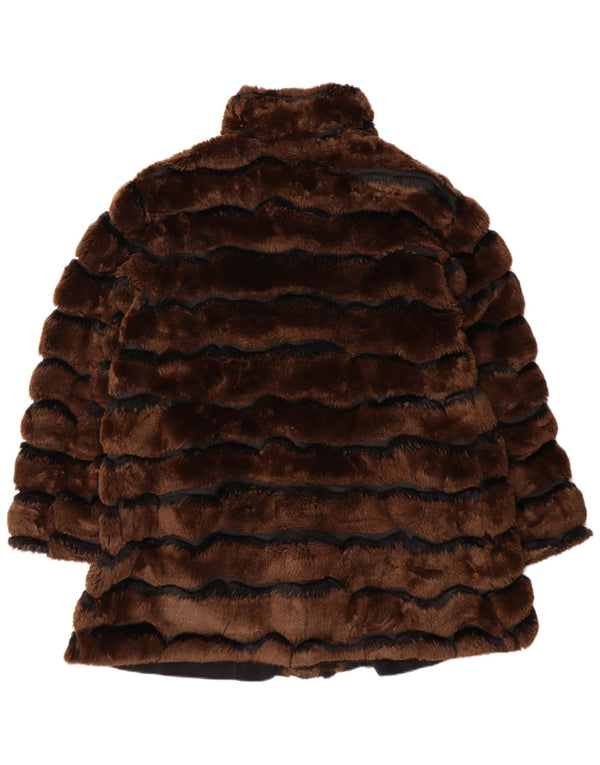 Petite M. Abrigo reversible de piel sintética para mujer UK 20 2XL Marrón Rayas