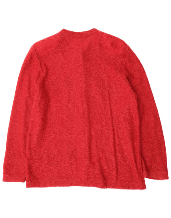 Vintage mujer Cardigan suéter Reino Unido 14 gran flor de mohair rojo