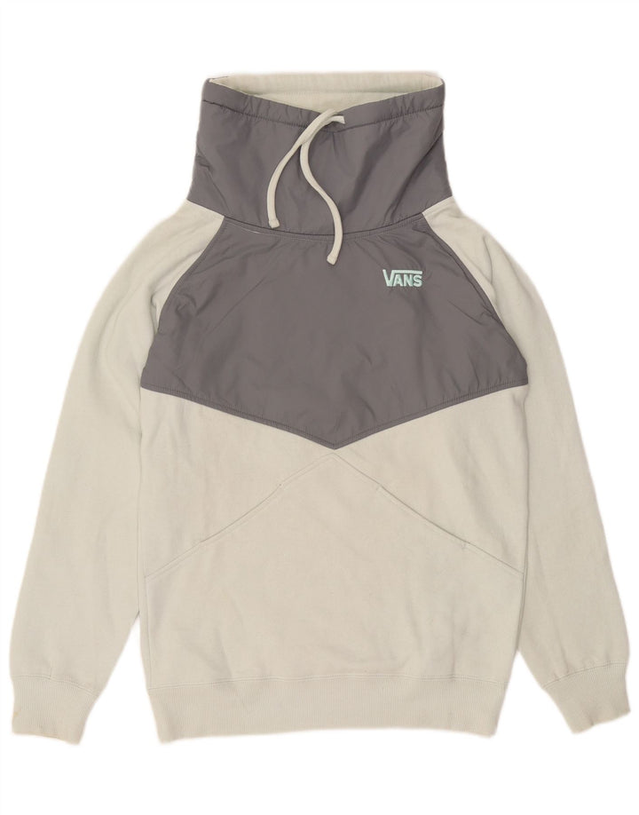 VANS Sudadera tipo jersey para mujer UK 10 Small White Colourblock Cotton