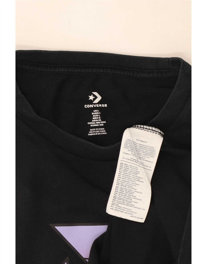 Converse - Camiseta gráfica para hombre, talla grande, algodón negro