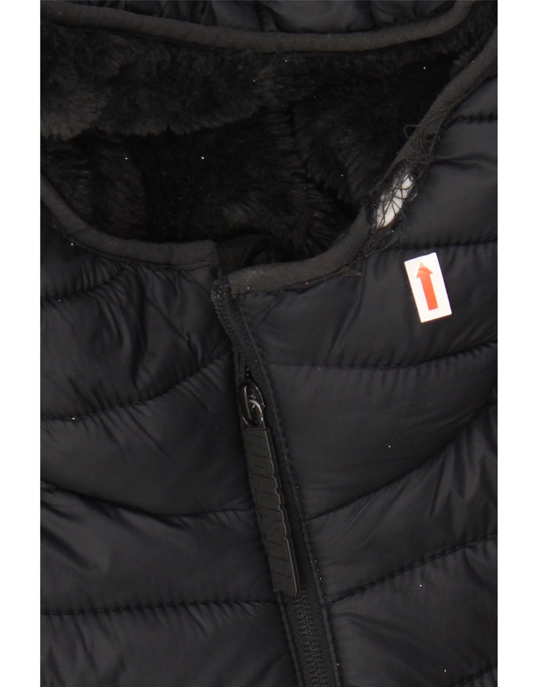 HOLLISTER Chaqueta acolchada con capucha para hombre UK 34 XS Nylon negro