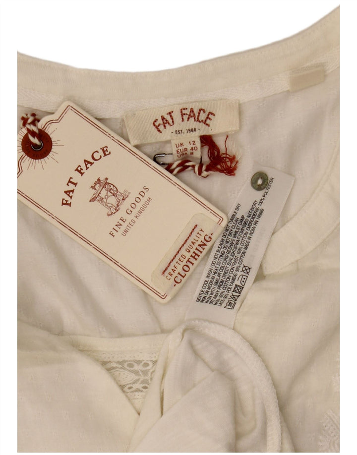 Blusa de manga 3/4 para mujer de Fat Face UK 40 Algodón blanco mediano
