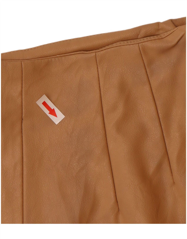 Zara Mujer Shorts De Piel Small W26 Poliuretano Beige