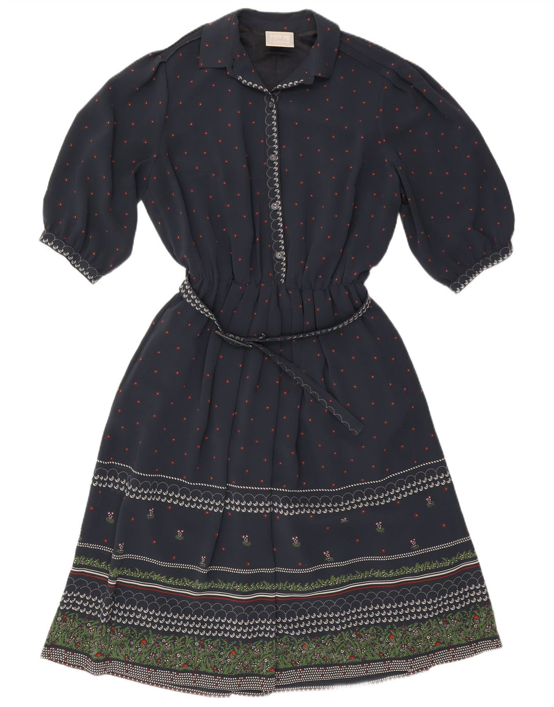 RALPH Vestido acampanado de manga 3/4 para mujer EU 46 XL Poliéster floral azul marino