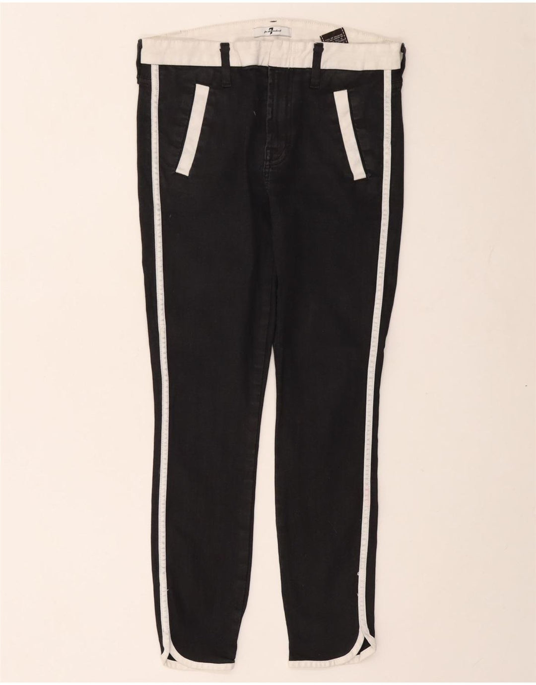 Vaqueros ajustados cortos para mujer 7 For All Mankind W27 L25 Algodón negro con bloques de color