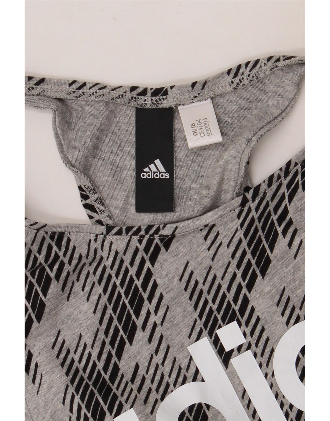 Adidas Mujer Gráfico Chaleco Top UK 8 Pequeño Gris Geométrico