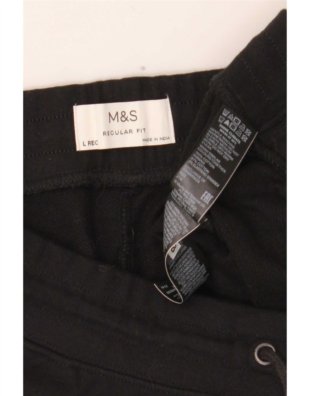 Marks & Spencer Pantalones cortos deportivos de ajuste regular para hombre, tamaño grande, algodón negro